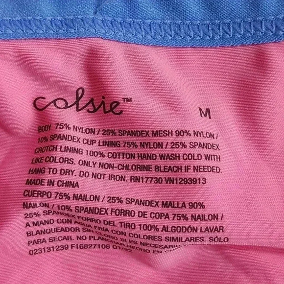 Colsie Pink One Piece Swimsuit Swimwear Bathing Suit Adjustable Mesh Medium - Picture 3 of 3